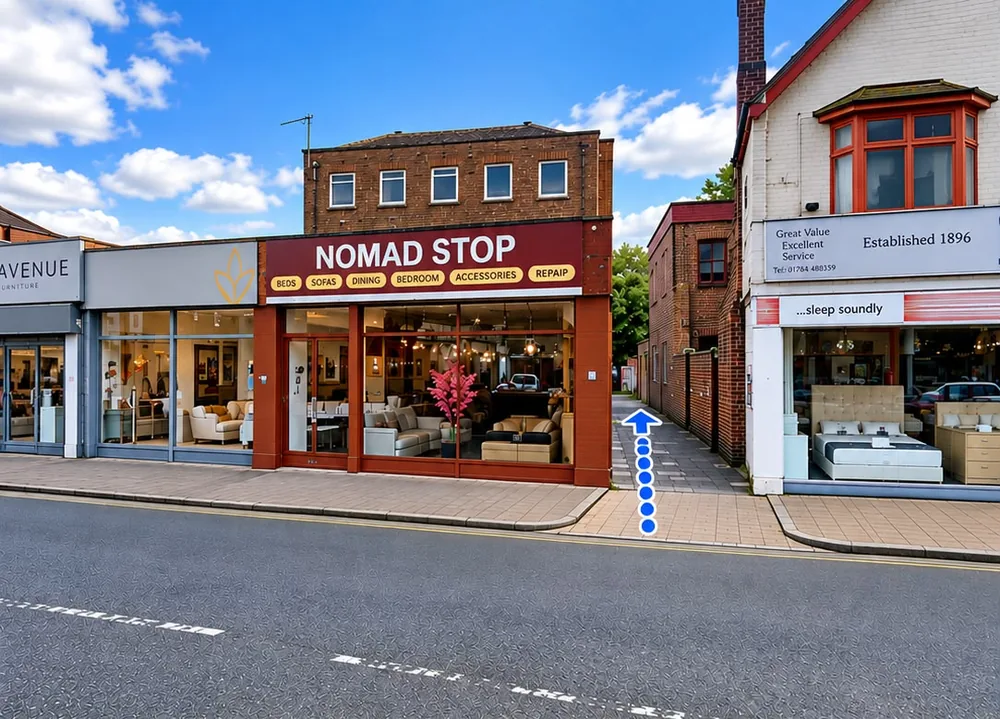High Street with the walkway beside Nomad Stop marked